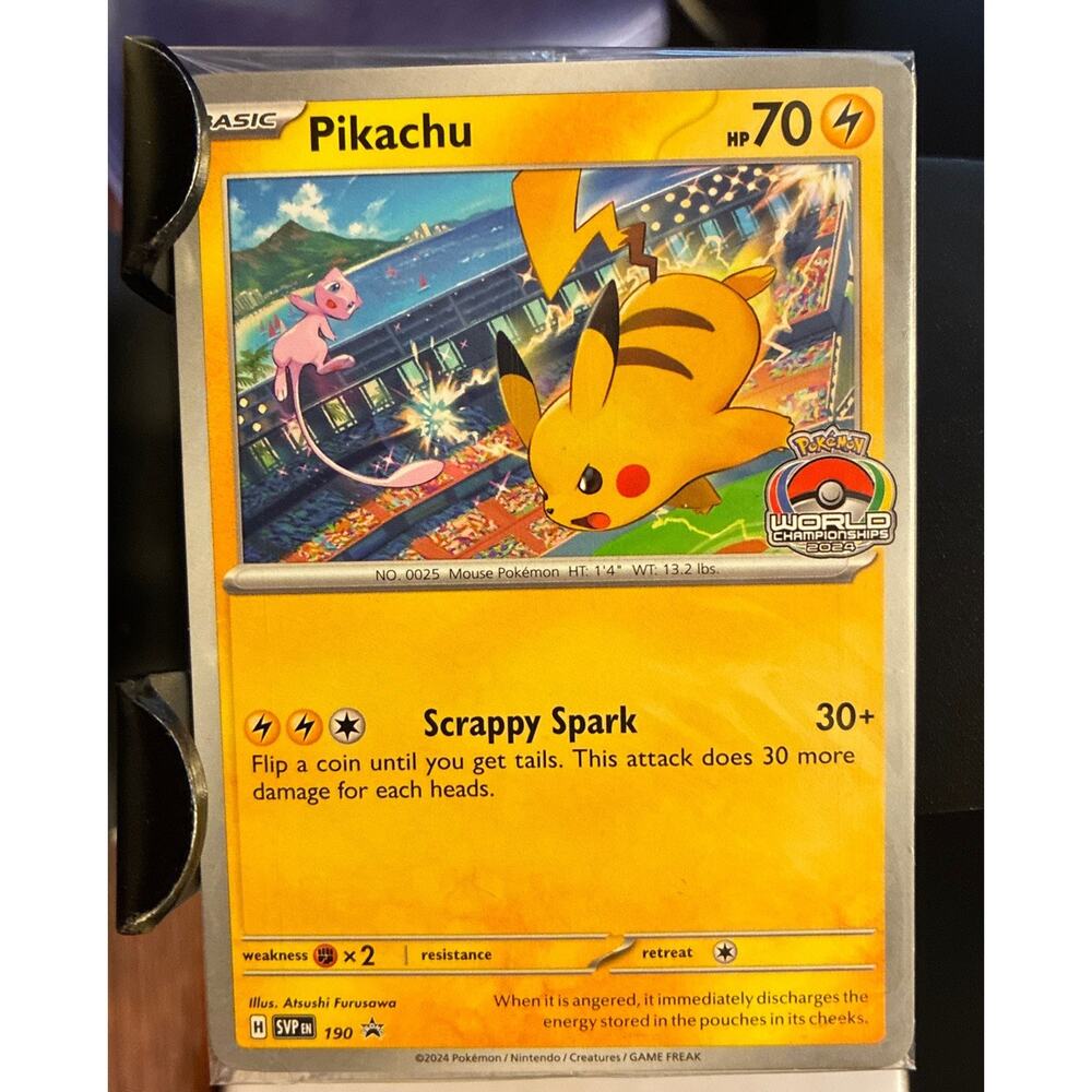 Pikachu SVP 190 World Championships 2024 Promo SEALED - Pokemon TCG - NM PK63